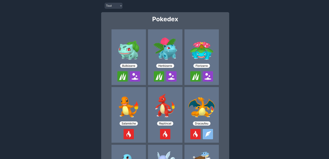 capture d'écran du projet Pokedex