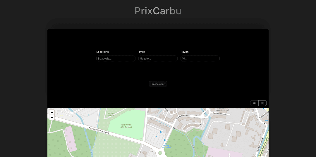 capture d'écran du projet PrixCarbu