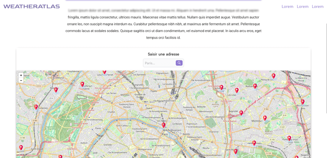 capture d'écran du projet WeatherAtlas